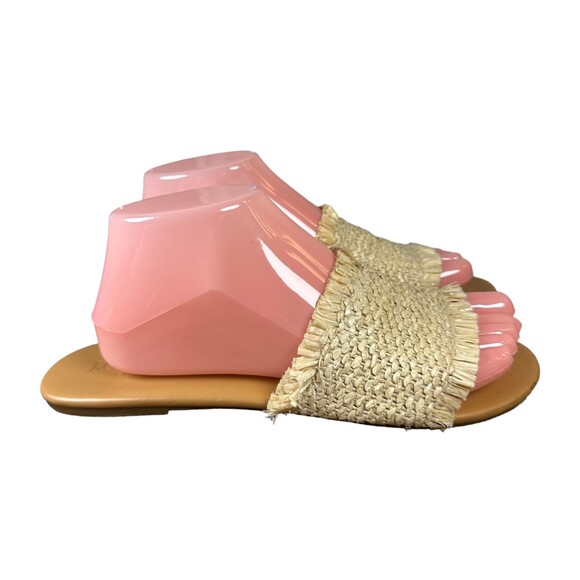 J. Crew Factory Raffia Straw Natural Slides Sandals Women's Size 8.5 - Picture 8 of 10